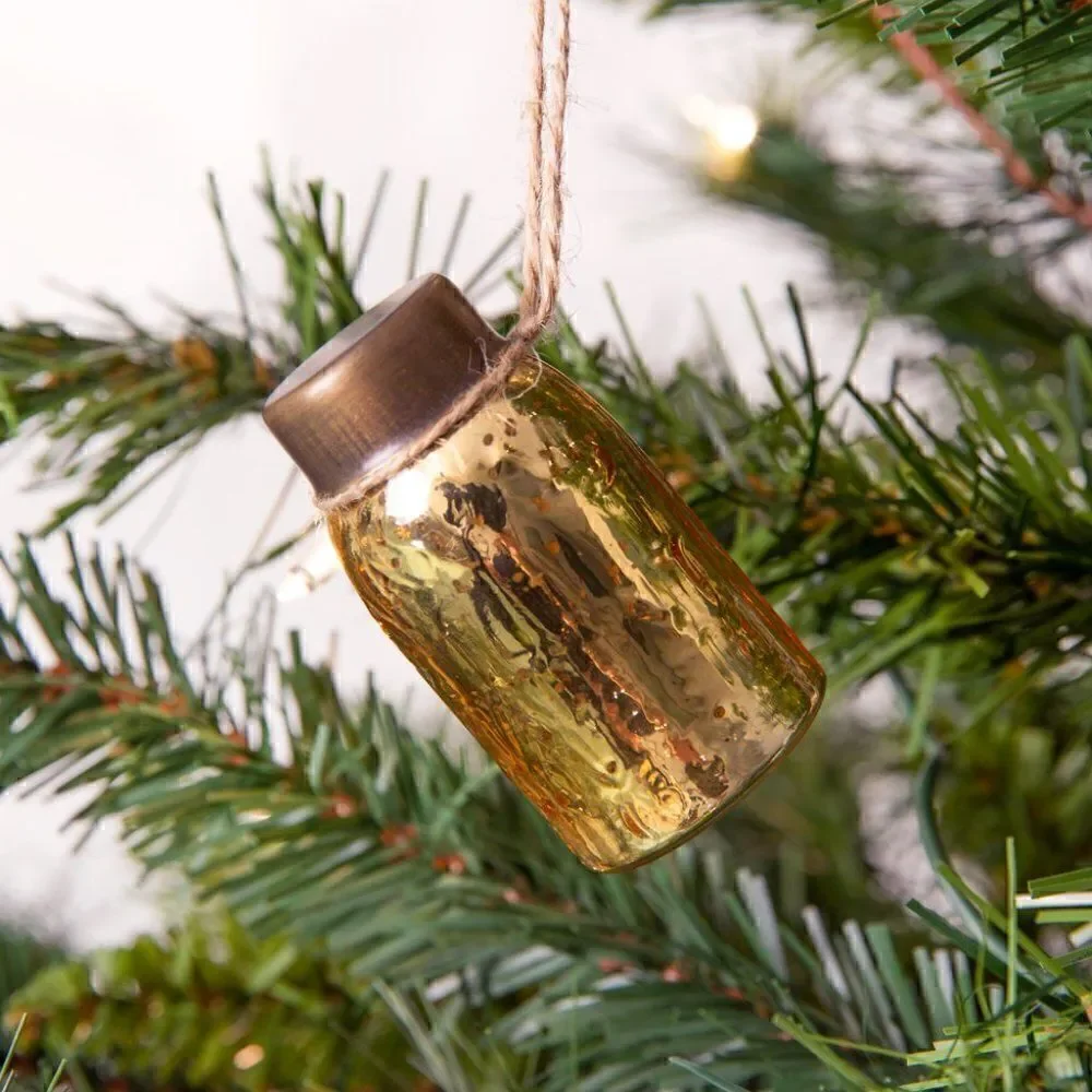 Glass Mini Mason Jar Hanging Christmas Ornaments